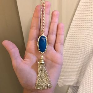 kendra scott long dark blue necklace